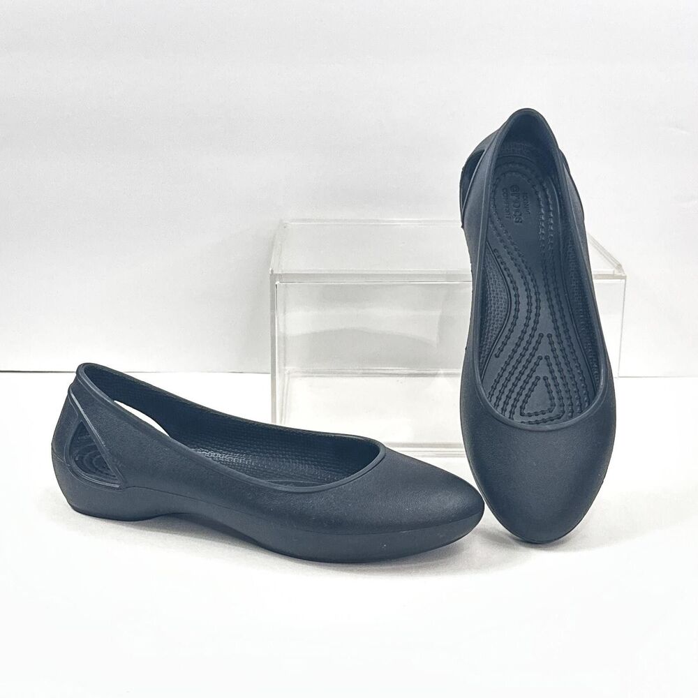 Crocs Shoes Womens 4 Black Ballet Flats Laura Ballerina Iconic Comfort Slip On